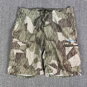 Simms Solarflex Fishing Shorts Mens Large Camo Board Shorts Cargo Pockets Green